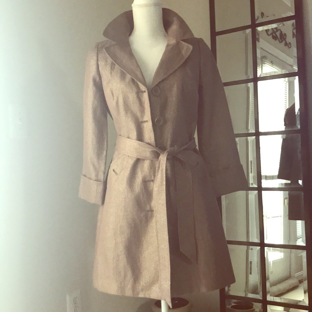 Halogen • Gold Metallic Linen Coat, XS